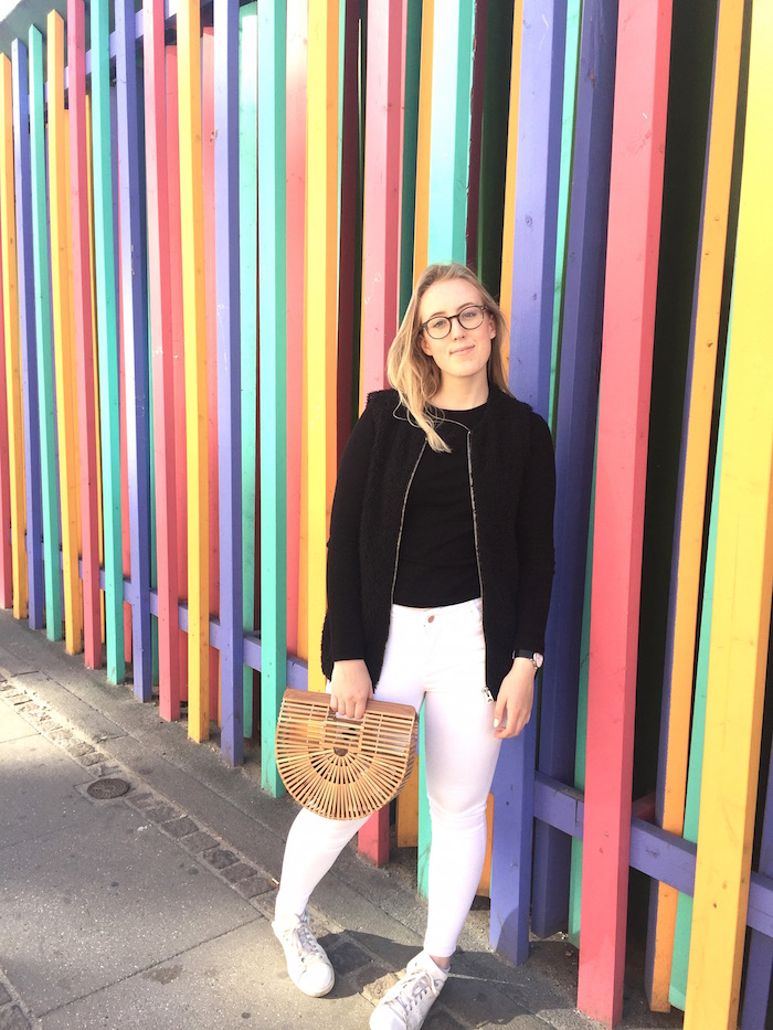 Rainbow Wall in Copenhagen Denmark with Aritzia, Old Navy, Cult Gaia