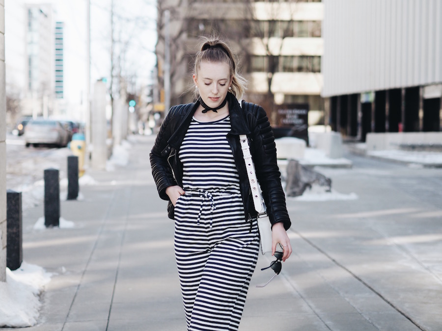 Patterned romper outfit perfect for your spring style woes as we head into warmer temperatures