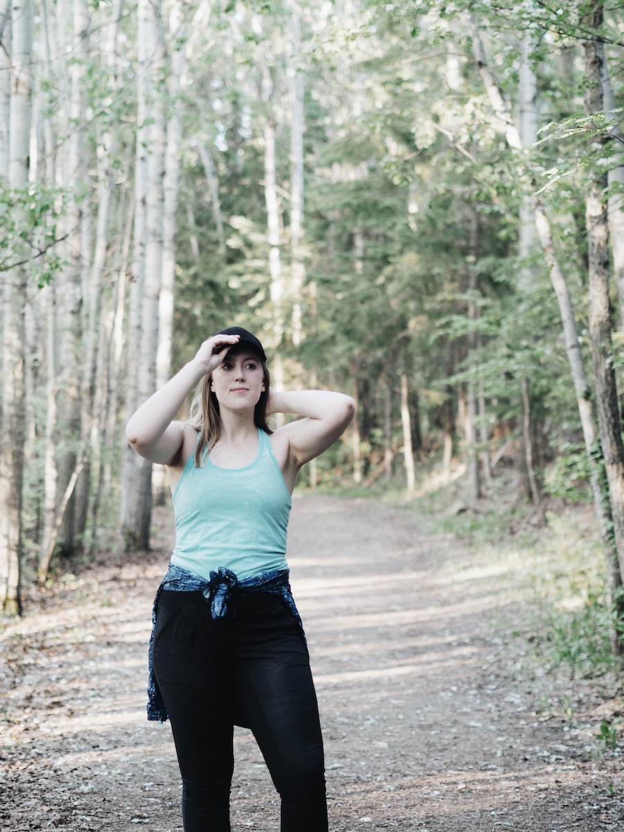 Comfortable summer workout gear for hikes in the YEG river valley