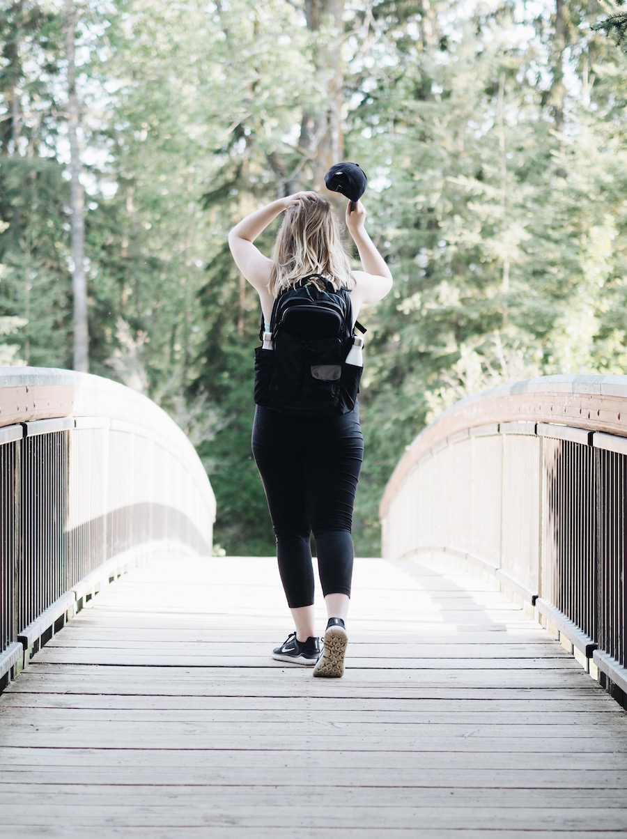 Comfortable summer workout gear for hikes in the YEG river valley