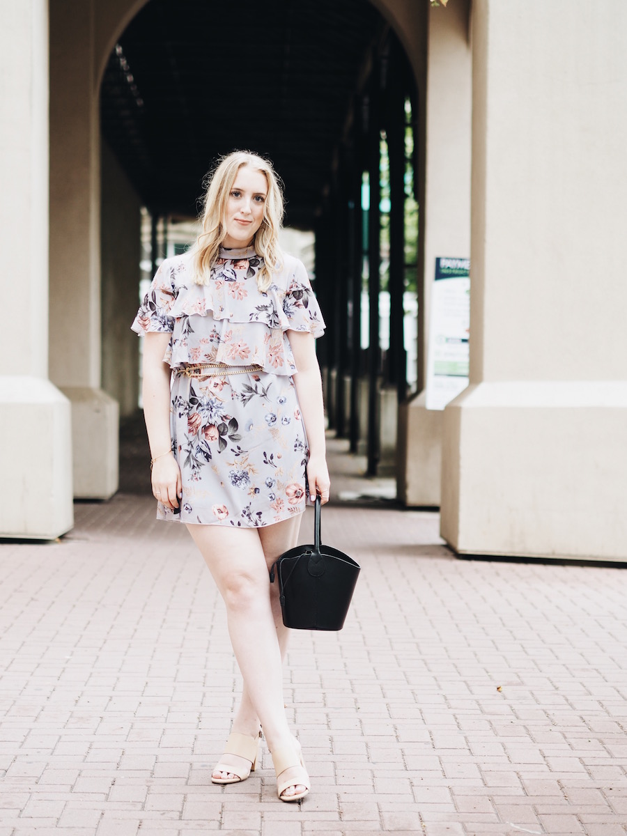 summer floral dress heels edmonton yeg date chain belt