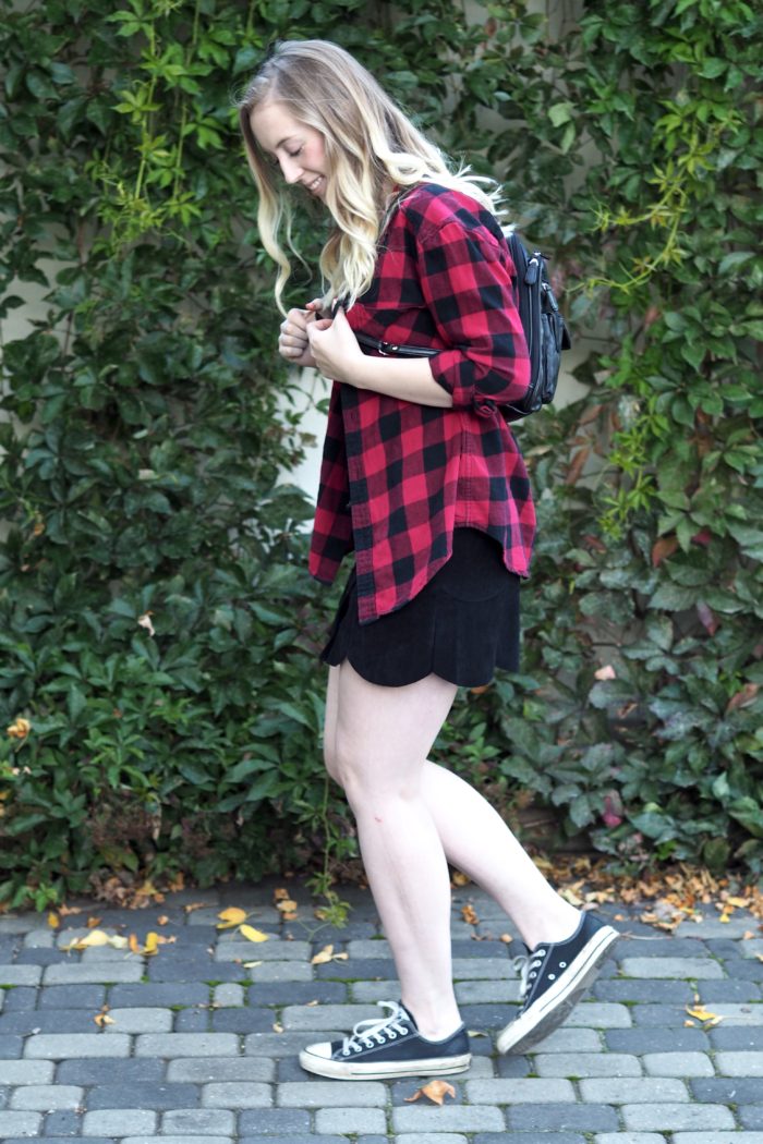 Day 2: Button Up Skirt and Plaid Shirt