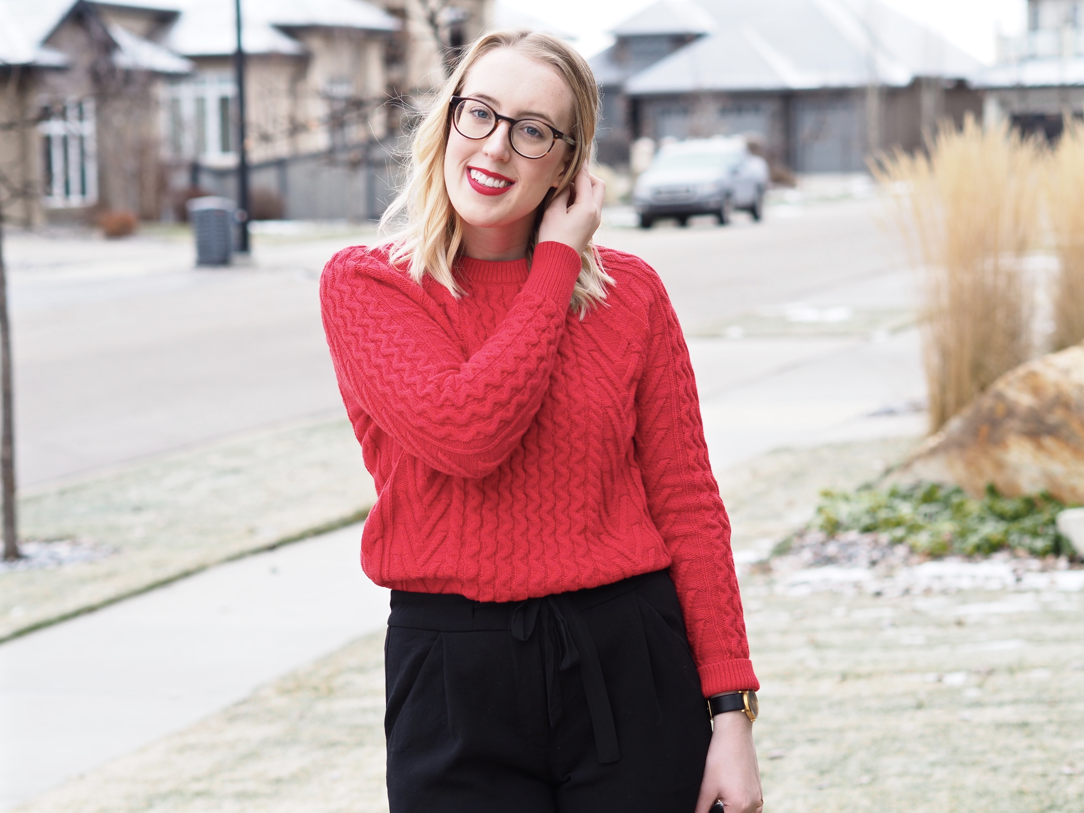 Red Cable Knit