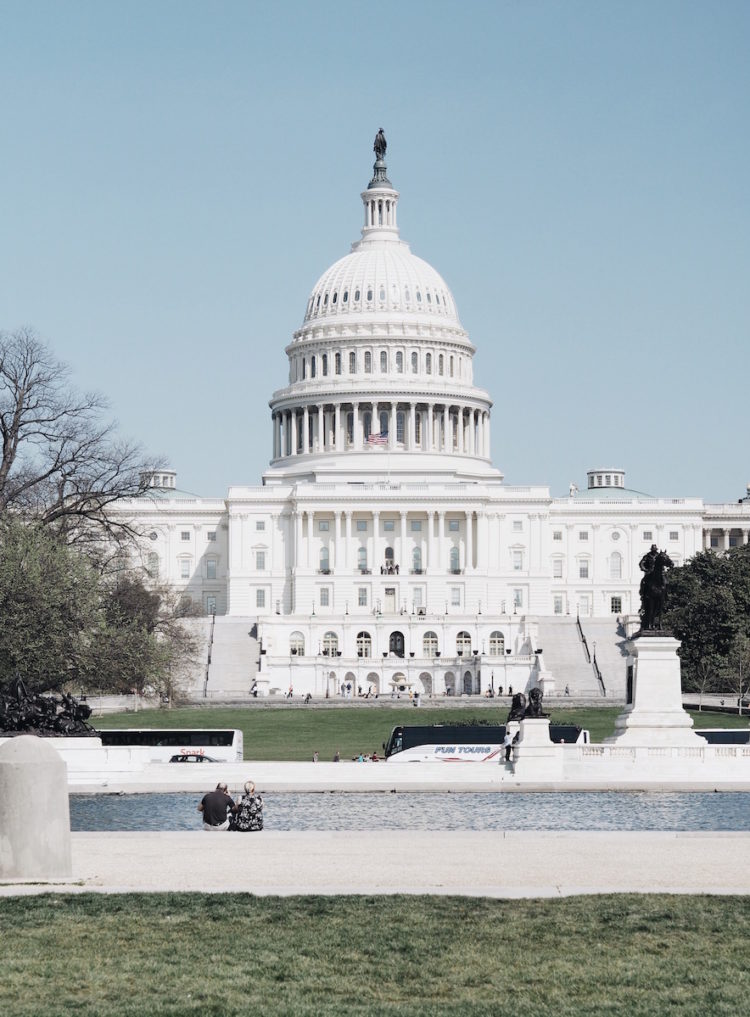 Travel Style in ASOS Off the Shoulder Dress at the Congress Building in the National Mall