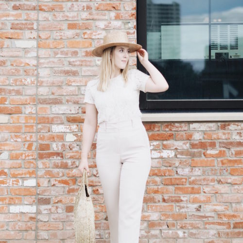 New YEG restaurant in Brewery District wearing easy summer monochromatic outfit with best trousers